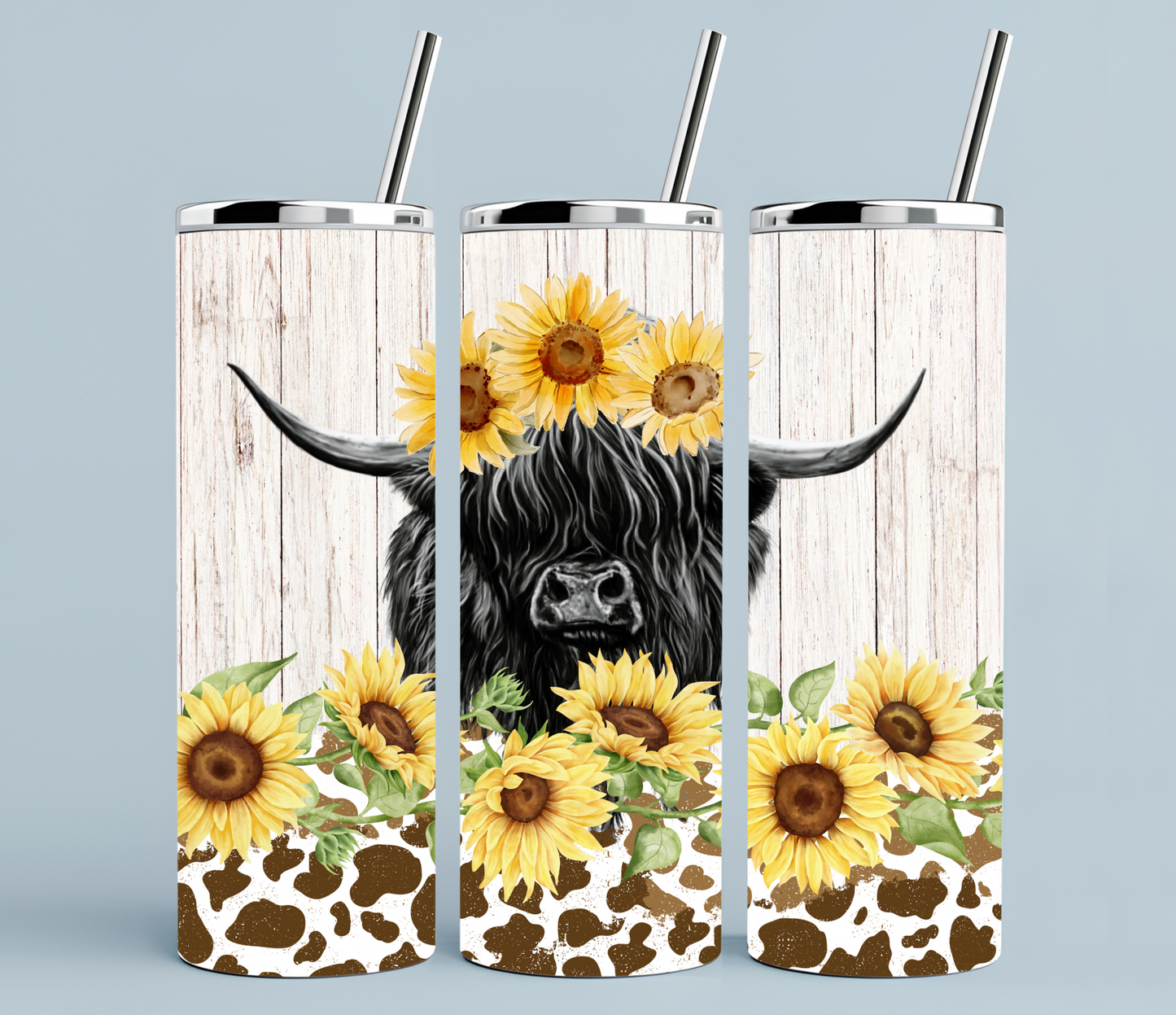 Highland cow + sunflowers | Sublimation transfer