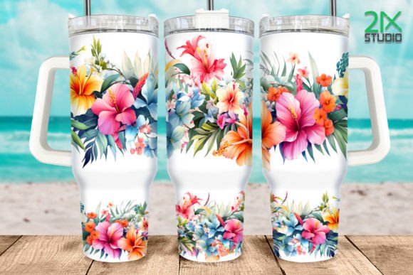 Tropical flowers | 40oz transfer
