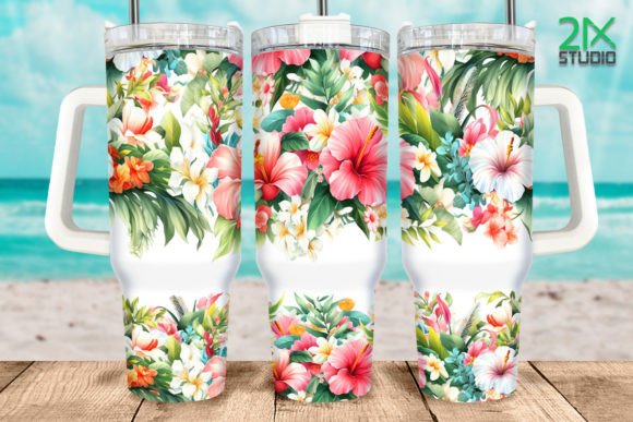 Tropical flowers | 40oz transfer