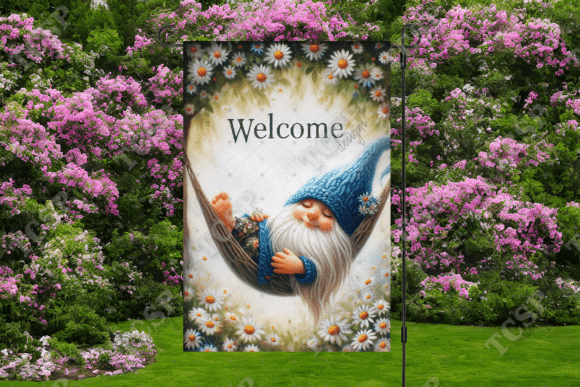 Welcome gnome | Garden flag sublimation transfer