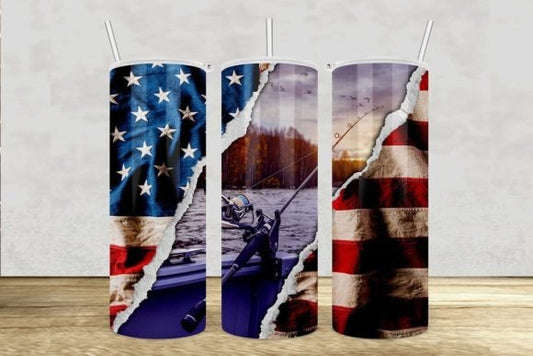 Fishing + American flag | Sublimation transfer