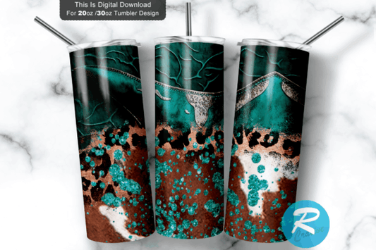 Cow hide + teal | Sublimation transfer