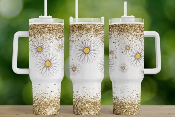 Daisies + glitter | 40oz transfer