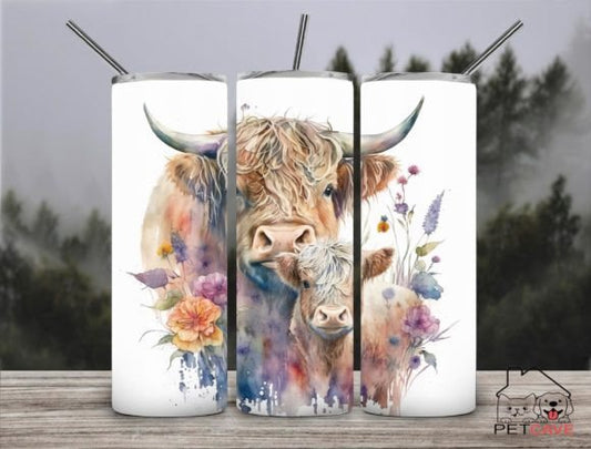 Highland cow + rainbow | Sublimation transfer