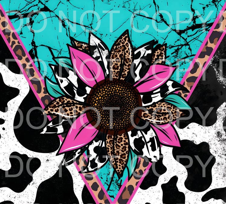 Cow print + colored sunflower | Sublimation transfer