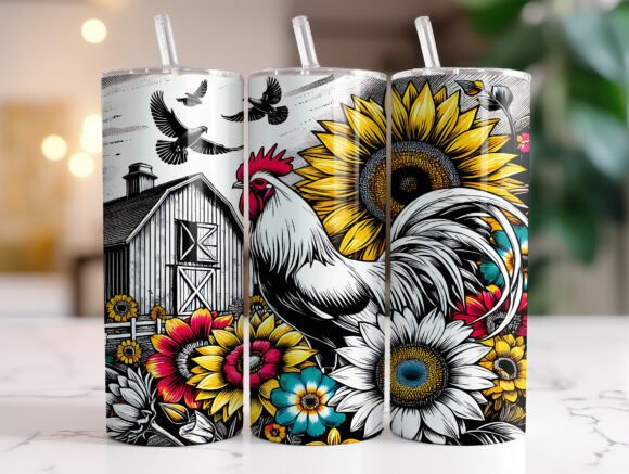 Rooster + sunflowers | Sublimation transfer