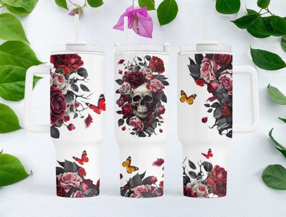 Skull florals | 40oz transfer