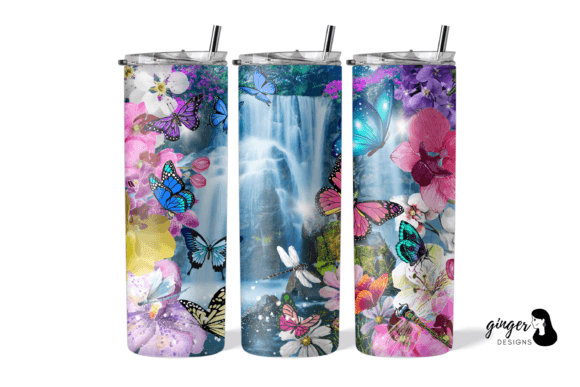 Waterfall + butterflies | Sublimation transfer