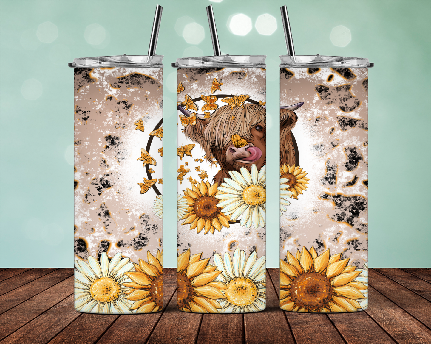 Highland cow + sunflowers | Sublimation transfer