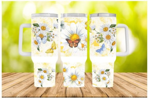 White daisies & butterfly | 40oz transfer