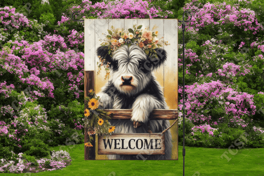 Welcome cow | Garden flag sublimation transfer