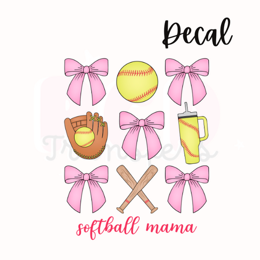 Softball mama + coquette | Decal