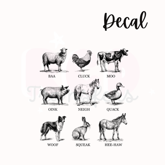 Baa, cluck, moo | Decal