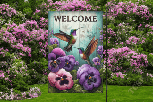 Welcome hummingbird | Garden flag sublimation transfer