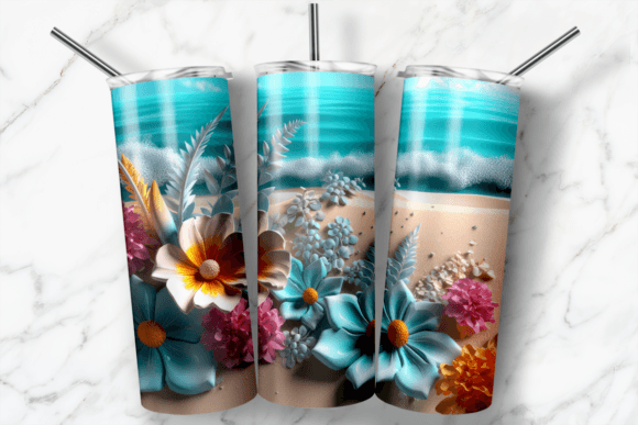 3D flowers + beach | Sublimation transfer