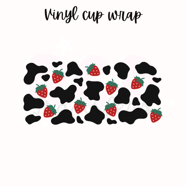 Cow print + strawberries | 16oz glass can