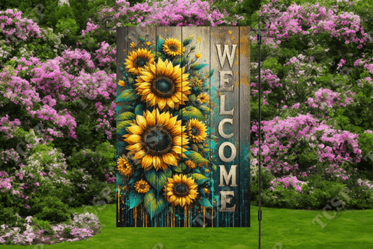 Welcome sunflowers | Garden flag sublimation transfer
