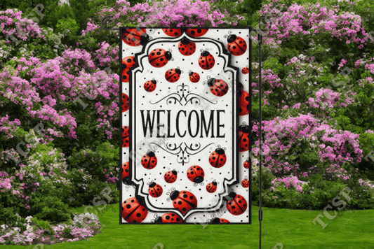 Welcome ladybug | Garden flag sublimation transfer