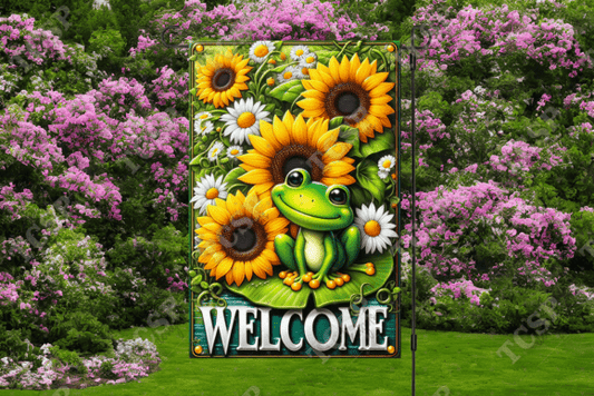 Welcome frog | Garden flag sublimation transfer
