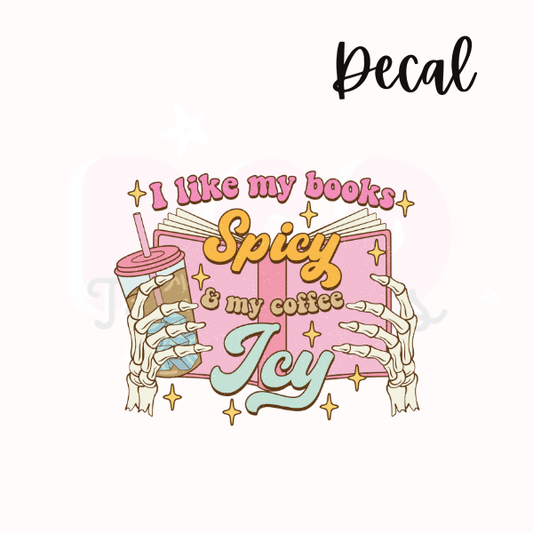 Books spicy + coffee icy | Decal