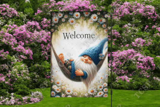 Welcome gnome | Garden flag sublimation transfer