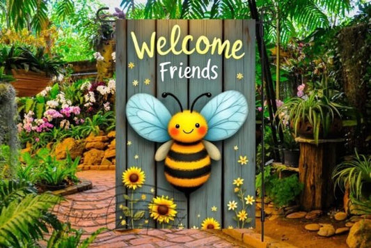 Welcome friends | Garden flag sublimation transfer