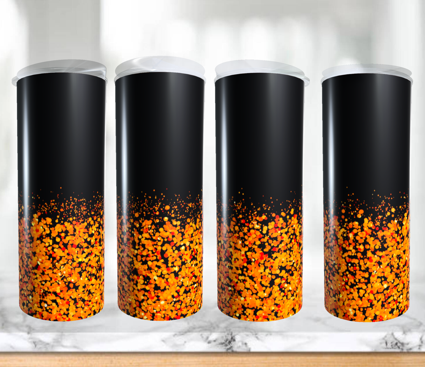 Black w/ orange glitter | Sublimation transfer