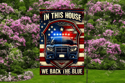 Back the blue | Garden flag sublimation transfer