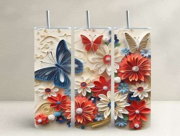 3D flowers + butterfly | Sublimation transfer