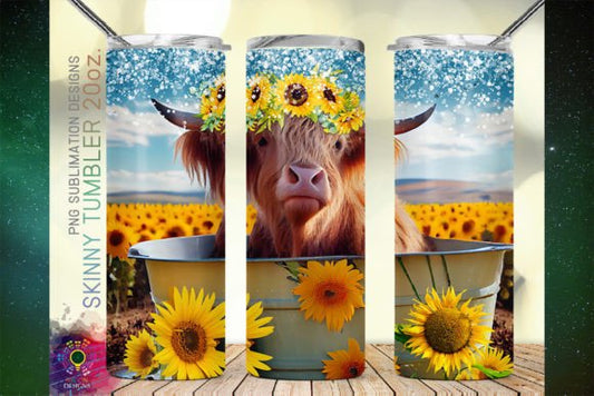 Sunflowers + highland cow | Sublimation transfer
