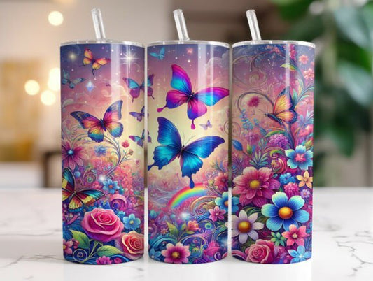 Pink wildflowers + butterflies | Sublimation transfer