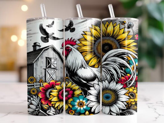 Rooster + sunflowers | Sublimation transfer