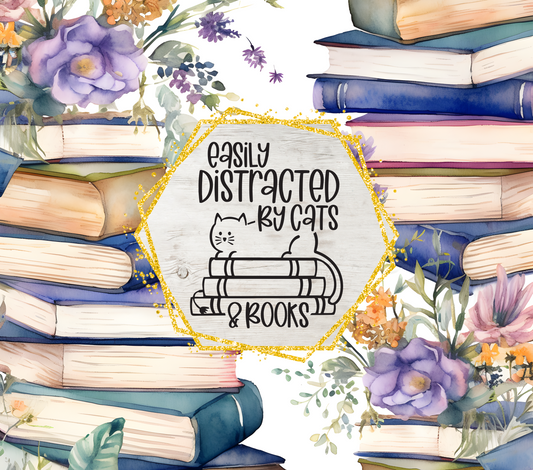 Distracted by books & cats | Sublimation transfer