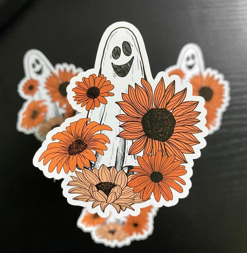 Ghost + flowers | Stickers